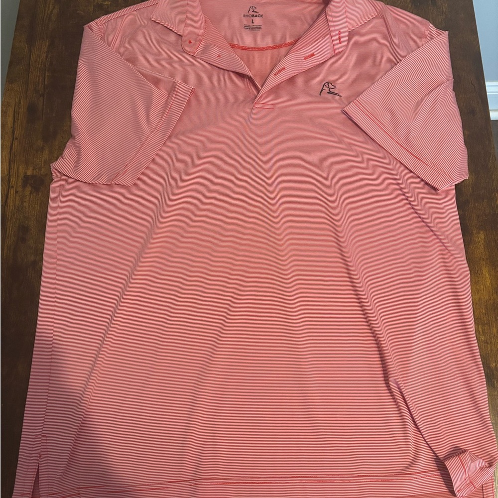 Men's Red and White Rhoback Polo